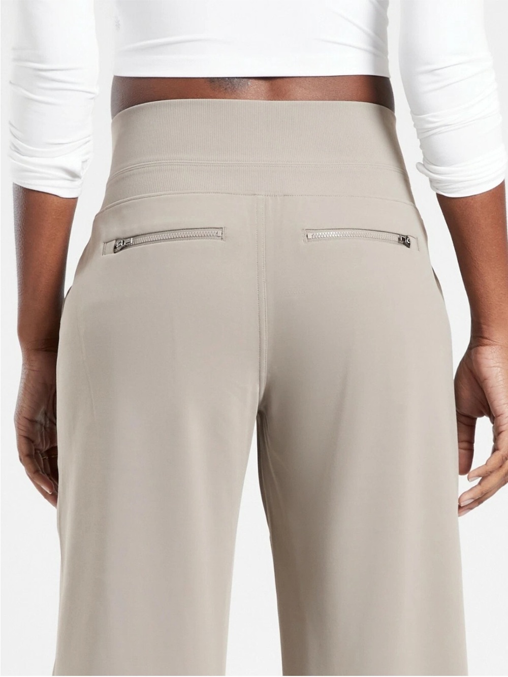 Athleta Womens Pants Venice Wide Leg High Rise Athletic Active Size Small Taupe - Picture 3 of 12
